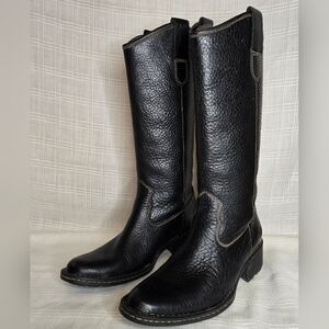 Born Shavano Western Riding Boots M/W W3728 Black Leather Women's sz 7 EU 38 EUC